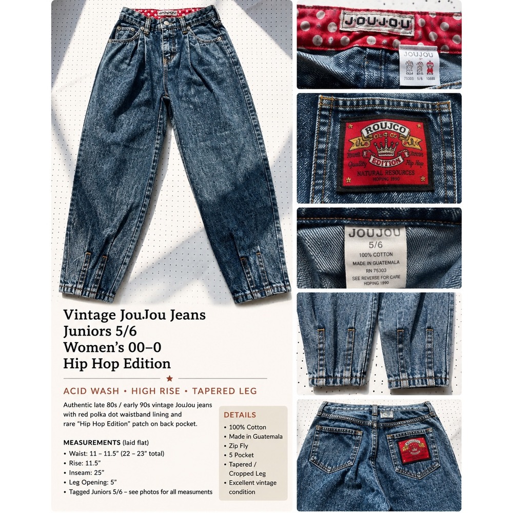 Vintage JouJou Jeans Juniors 5/6 Acid Wash High Rise Tapered Hip Hop Edition Y2K